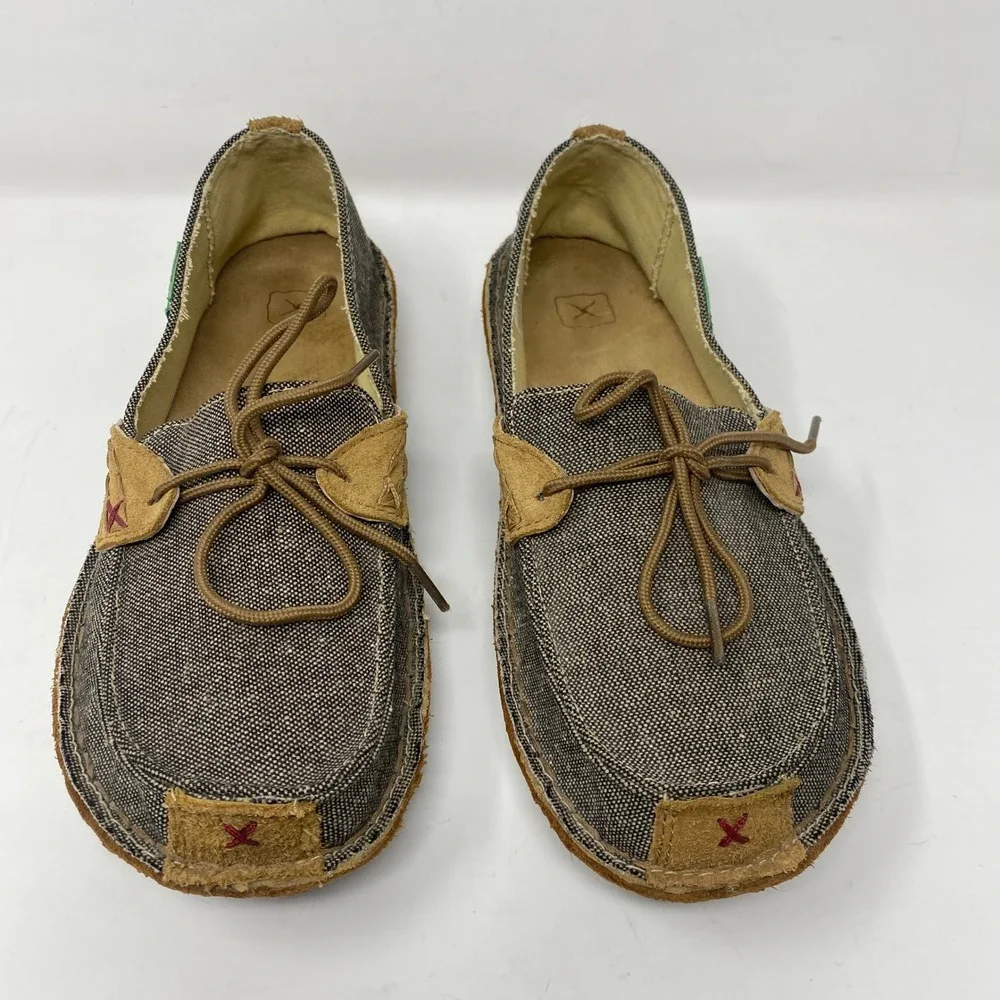 Twisted X Mens 9M Loafers Brown Canvas Leather EcoTWX WLW0001‎ Casual Moccasins